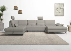 Places of Style Wohnlandschaft »Costello«, incl. Sitztiefenverstellung und Armlehnfunktion, 3 Nierenkissen