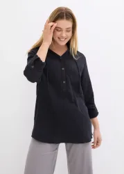 bonprix Schlupfbluse 1 Loose fit, für Frühling und Sommer, aus Baumwolle, Musselin-Tunika
