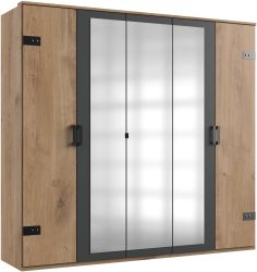 Wimex Kleiderschrank »Stockholm, rustikale Optik im Industrial Design, Made in Germany«, mit Spiegel, 225x58x210 cm, Made in Germany