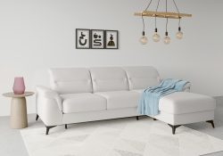 sit&more Ecksofa »Sinatra«, mit Recamiere, optional mit Kopfteilverstellung und Armteilfunktion oder mit Kopfteilverstellung, Armteilfunktion, Bettfunktion und Bettkasten, mattschwarze Metallfüsse