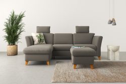 Home affaire Ecksofa »Trelleborg«, Federkern-Polsterung, wahlweise mit Bettfunktion und Bettkasten, Kopfstützen optional