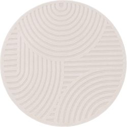 Paco Home Teppich »Livorno 674«, rund, Uni-Farben, Scandi, Regenbogen, Hoch-Tief Effekt, Outdoor geeignet