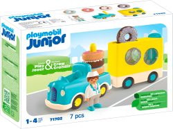 71702 Junior: Verrückter Donut Truck mit Stapel- und Sortierfunktion, Konstruktionsspielzeug