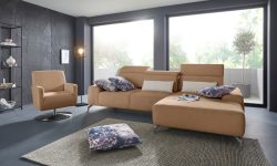 sit&more Ecksofa, Fusshöhe 12 cm, inklusive Sitztiefenverstellung und Kopfteilverstellung, wahlweise in 2 unterschiedlichen Fussfarben