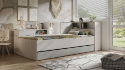 Home affaire Jugendbett »ELLETE Stauraumbett 90x200 cm, Masse B/T/H: 231,5/125,5/88,5 cm«, Bett ohne Matratze mit 2 Schubladen, 2 Türen und 6 Fächer