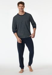 Schiesser -  Pyjama Schlafanzug  - Comfort Essentials, für Herren, Dunkelblau, Größe 56