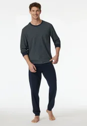 Schiesser -  Pyjama Schlafanzug  - Comfort Essentials, für Herren, Dunkelblau, Größe 56