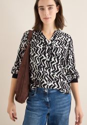 Cecil Druckbluse Print-Bluse mit Tape und grafischem Muster