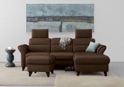 sit&more Ecksofa »Mellum«, inklusive Federkern, wahlweise mit Bettfunktion, Bettkasten und Armteilfunktion