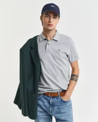 Gant - Poloshirt  Bequem sitzend-Slim Shield Pique Polo, für Herren, Grau, Größe 3XL