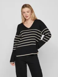 VILA - Pullover, für Damen, Schwarz/Weiss, Größe XS