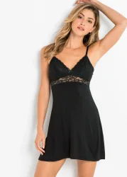 bonprix Negligé aus softem Viskose-Mixschwarz 44Damen