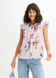 bonprix Schluppenbluse mit Volantärmelnrosa 46Damen