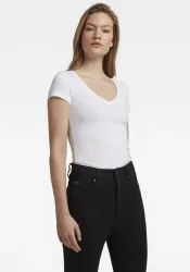 G-STAR - damen-t-shirt base v t cap sl, für Damen, Weiss, Größe XL