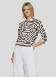 Rabe T-Shirt 3/4-Arm geringelt und mit Hemdkragen und Glitzersteinen
