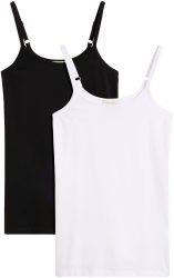 bonprix Shirttop Packung, 2 Slim fit, ohne Ärmel, langer Schnitt, aus Baumwolle mit Elasthan