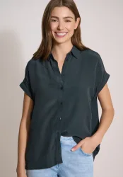 Cecil Hemdbluse Sommerbluse, Kurzarm, weich fliessende Viskose