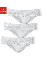Vivance Brasilslip 3er-Pack, aus elastischer Baumwolle mit floraler Spitze