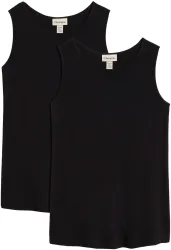 bonprix Shirttop Packung, 2 Stk. Longtop in dezenter A-Linie, ärmellos, Viskose-Jersey mit Stretch
