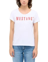 Mustang - T-Shirt  1er Pack Bequem sitzend-Style Alma, für Damen, Weiss, Größe S