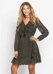 bonprix Minikleid in Wickeloptikgrün 38Damen
