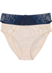 bonprix Slip Packung, 2 Stk. klassische Passform, zarte florale Spitze, 2er Pack