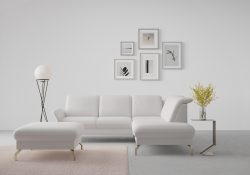 sit&more Ecksofa »Fashion«, wahlweise mit Kopfteilverstellung und Vorziehsitz, motorisch, mit satinierten Nickelfüssen