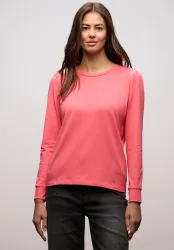 STREET ONE Langarmshirt mit Raffung an der Schulter