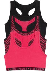 bonprix Bustier Packung, 3er, aus Baumwolle und Elasthan, 3er-Pack, mit modischem Schriftzug