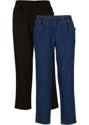 bonprix Straight-Jeans Packung, 2 gerades Bein, mit erhöhtem Gummibund, in Stretch-Qualität