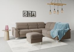 sit&more Ecksofa »Sinatra«, optional mit Kopfteilverstellung und Armteilfunktion oder Kopfteilverstellung, Armteilfunktion, Bettfunktion und Schubkasten, langer Schenkel links oder rechts bestellbar, chromfarbene Metallfüsse