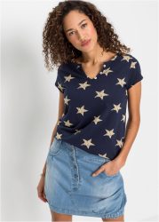 bonprix T-Shirt schmale Passform, Kurzarm-Design, mit Sternprint