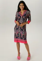 Aniston SELECTED Jerseykleid mit Ornamenten- und Rankendruck Allover