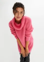 bonprix Rollkragenpullover in kuscheliger Strickqualität, mit weitem Rollkragen, Seitenschlitze