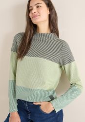 Cecil Jacquardpullover im Colorblocking-Look