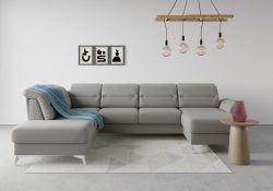 sit&more Wohnlandschaft »Sinatra«, optional mit Kopfteilverstellung und Armteilfunktion oder mit Kopfteilverstellung, Armteilfunktion, Bettfunktion und Stauraum, chromfarbene Metallfüsse
