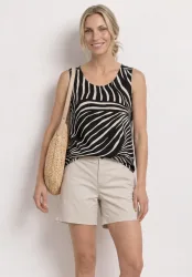 STREET ONE Shirttop Sommertop bedruckt mit V-Neck und Elastiksaum