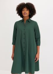 bonprix Hemdblusenkleid A-Linien-Passform, 3/4-Ärmel, mit Hemdblusenkragen