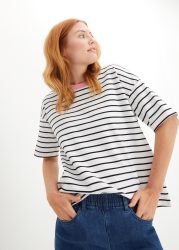 bonprix T-Shirt Oversize-Passform, Halbarm-Design, mit Streifenmuster