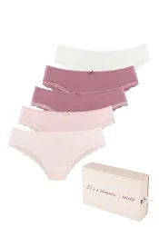 LASCANA Jazz-Pants Slips 5er-Pack, aus elastischer Baumwolle mit zarter Spitze, mit Aufbewahrungsbox
