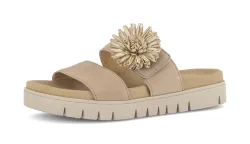 Gabor Pantolette Plateau, Sommerschuh, Schlupfschuh mit Bast-Zierblüte