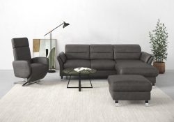 sit&more Ecksofa »Grenoble«, inklusive Federkern, wahlweise mit Bettfunktion, Bettkasten, Armteilverstellung und Kopfteilverstellung