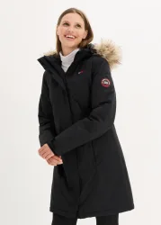 bonprix Wintermantel mit abnehmbarer Kapuze + Fellimitat, mit Innentasche und Kabelführung