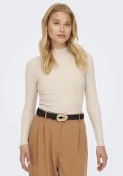 Only - T-Shirt, langarm, für Damen, Ecru, Größe XS