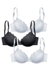 petite fleur Push-up-BH Packung, 3 Stück, mit Bügel im attraktiven Multipack, Dessous
