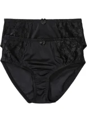 bonprix Maxislip mit zarter Spitze (2er Pack)schwarz 48Damen