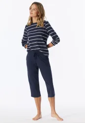 Schiesser Hose 3/4-lang Dunkelblau - Mix+Relax für Damen, Größe 3XL, 95 % Baumwolle, 5 % Elasthan