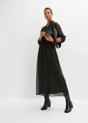 bonprix Maxikleid mit Knopfleiste, aus Polyesterfutter, ausgestellte Passform
