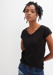 bonprix T-Shirt lockere Passform, mit V-Ausschnitt, mit coolem Rückendetail