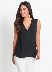 bonprix Shirttop bequeme Passform, aus Viskose-Mix, V-Ausschnitt